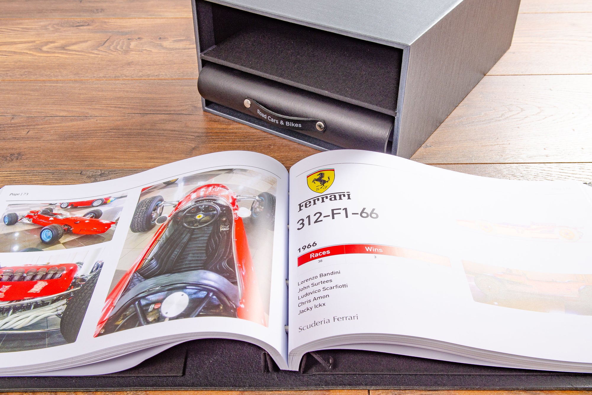 custom made leather binder and storage box for classic car collectors catalogue