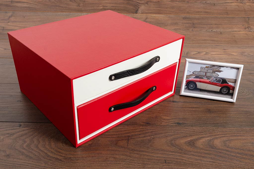 Bespoke vehicle document double slipcase box for vintage car