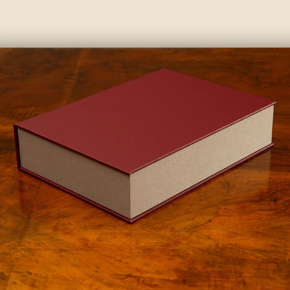 Clamshell Box luxury bespoke presentation clamshell box handcrafted with durable materials for books or presentation handmade by Hartnack & Co.