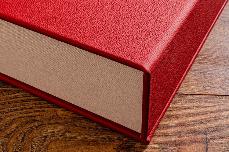 Red leather wrapped vehicle document box