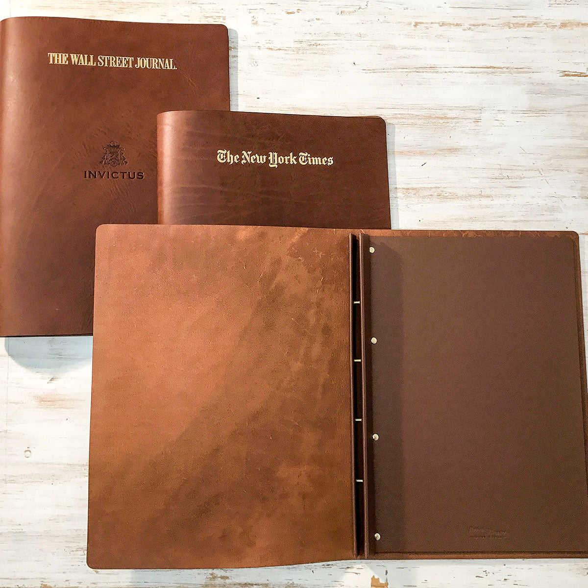 Leather binders for print out of newspapers