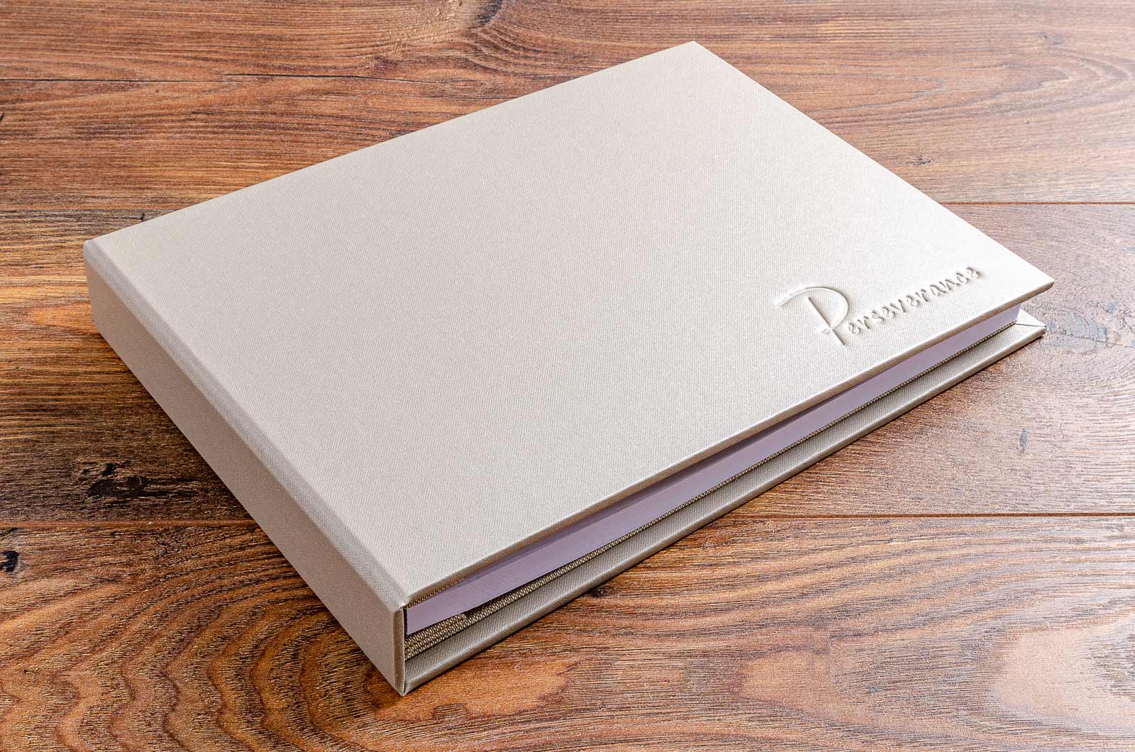 Luxury hand made personalised guest book binder with personalised embossed cover
