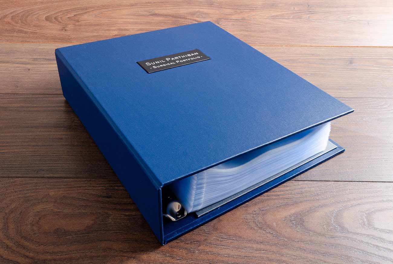 custom made medical surgical portfolio with name plaque on the cover
