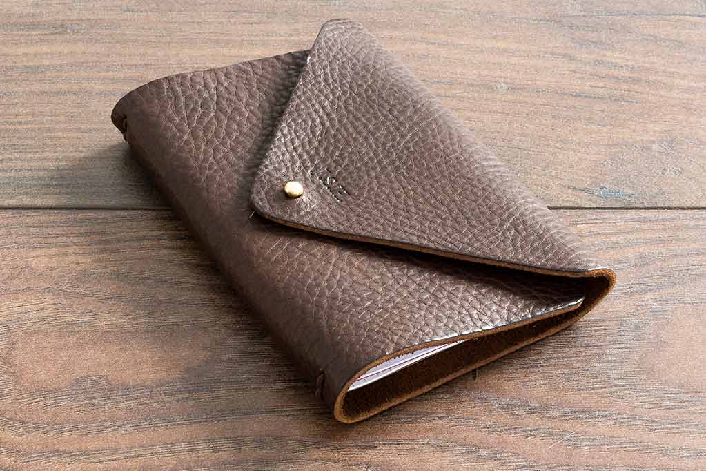 Brown Leather Notebook Cover Holding three A6 Notebooks
