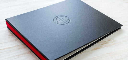 print portfolio book 11x17 landscape custom embossed cover and colours hand made by hartnack and co