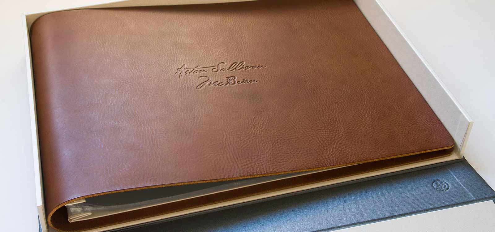 Scrapbook with leather box