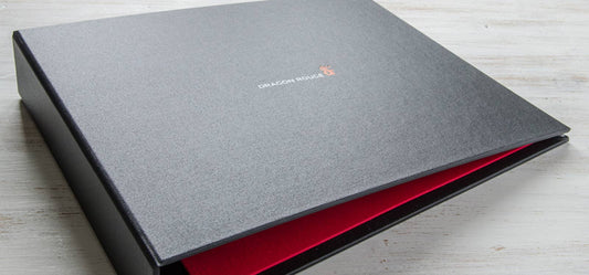 bespoke custom ring binder visitors book for reception area of design company with personalised cover