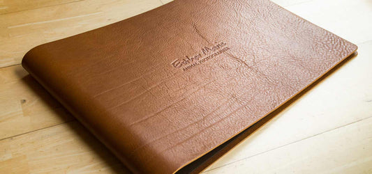 a3 leather portfolio book for photographer esther marie