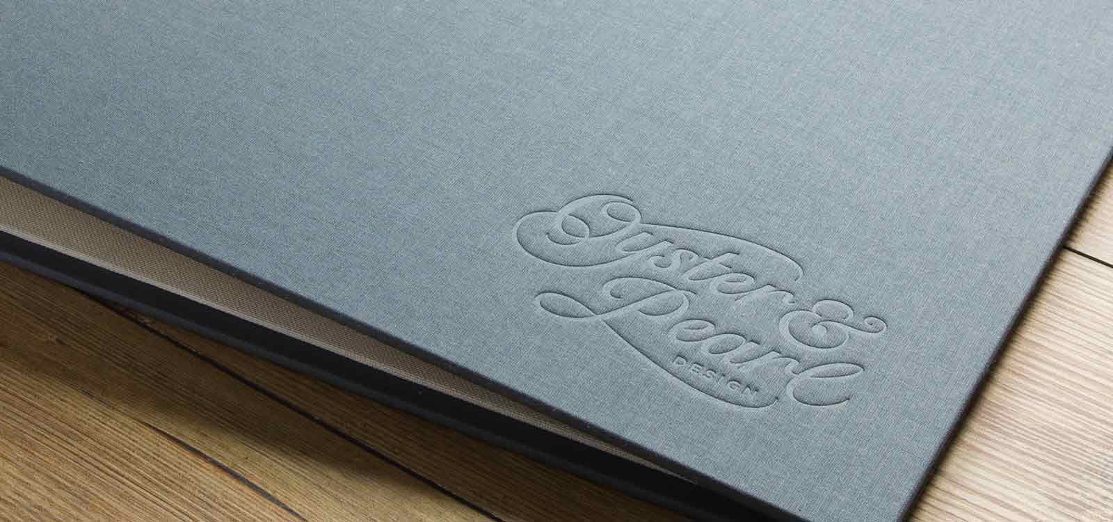 graphic design presentation portfolio book custom made with embossed logo a3 landscape