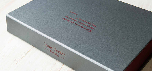 custom bespoke portfolio box clamshell design personalised cover and spine