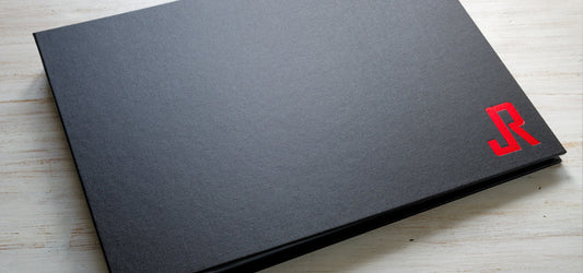 personalized portfolio binder custom made with red foil logo