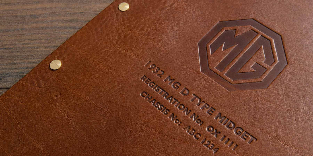 Custom made MG car document and vehicle folder