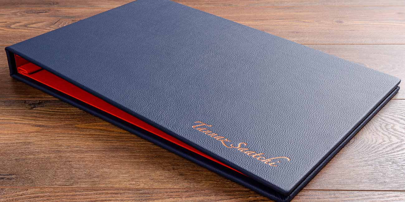 11x17 photographers leather bound portfolio book with foil personalisation