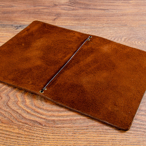 A5 genuine leather menu with elastic cord