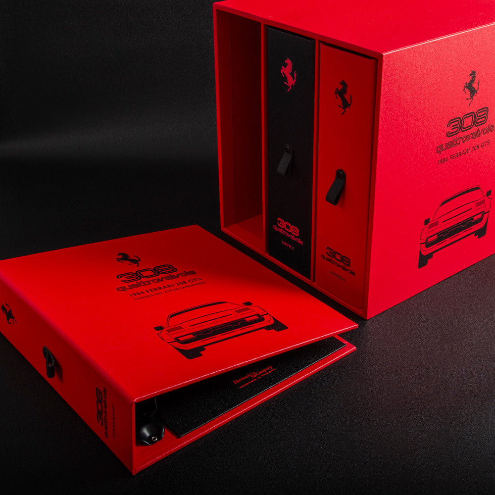 Custom made box with ring binders and printed logos for concourse Ferrari 308 show vehicle - Gallery image 1