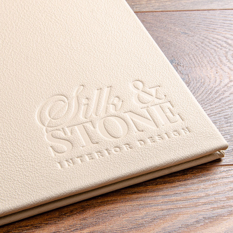 blind embossed logo in a leather presentation binder debossed into the cover - Gallery image 3