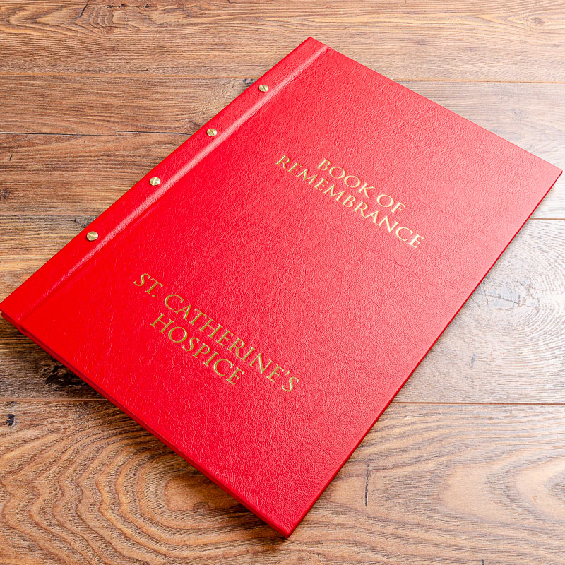 luxury red leather A3 screw post binder with gold foil embossing  on the cover sitting on a wood background - Business, Exposed Screw Post Binders, All Screw Post Binders