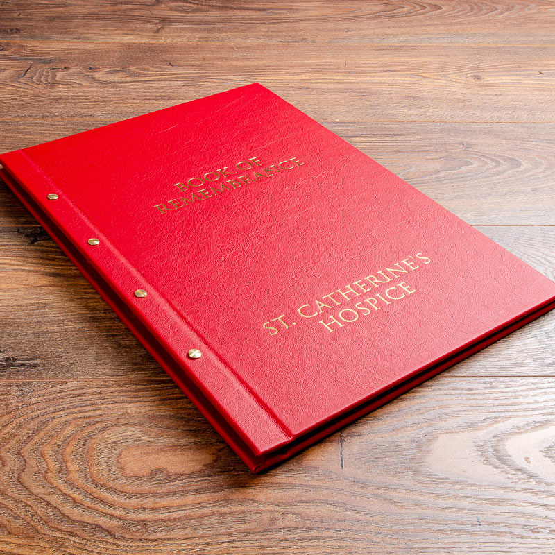 luxury red leather A3 screw post binder with gold foil embossing  and brass screws  - Gallery image 2
