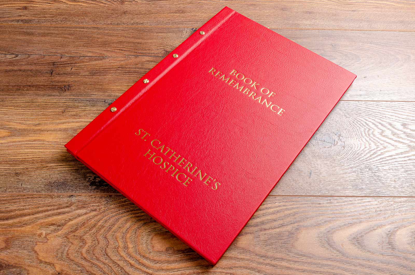 A3 leather bound personalised book or remembrance with gold foil embossed cover