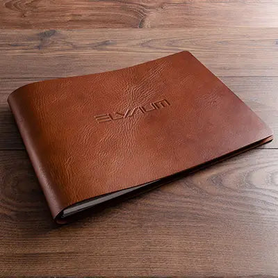 Luxury leather guest book for super yacht with blind debossed personalised cover