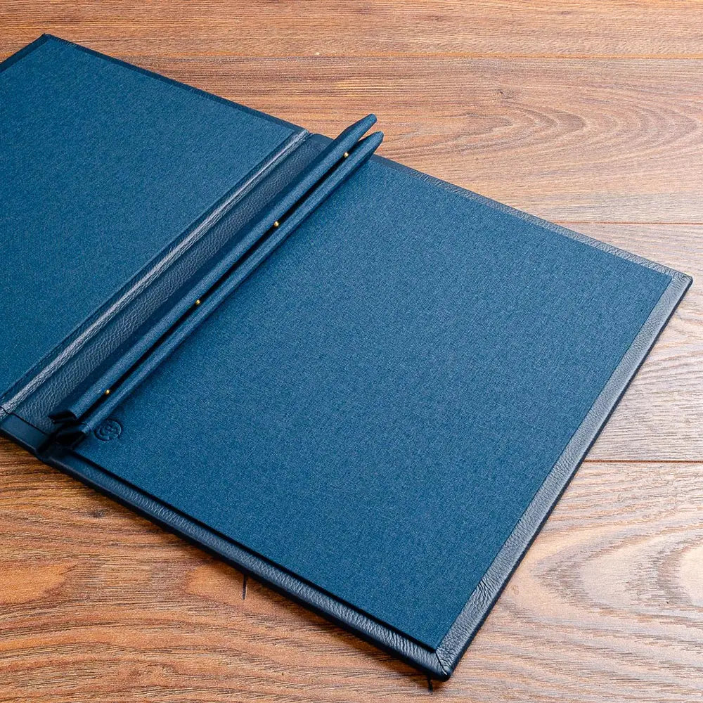 Quality luxury leather menu holder with screw post fixing 