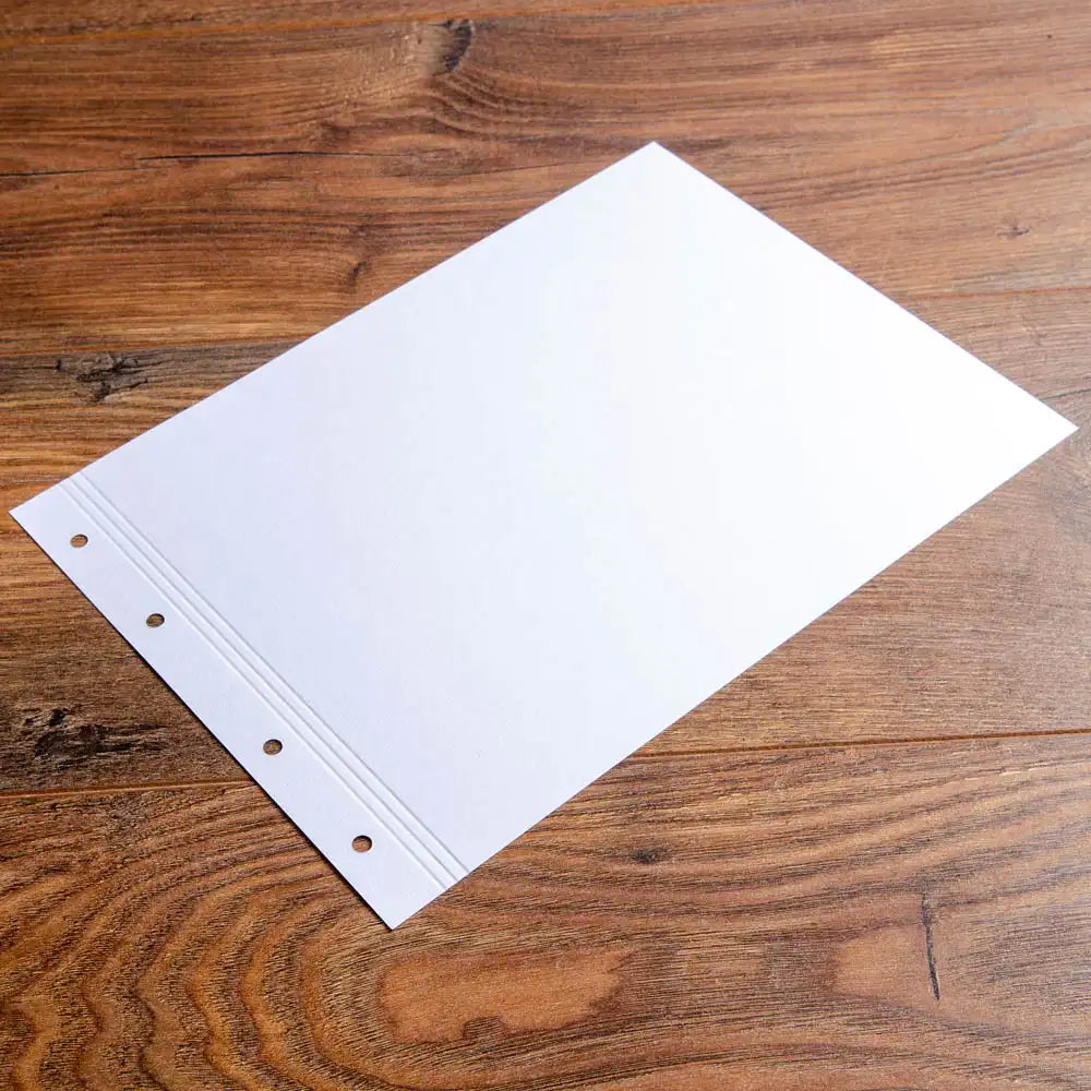 A4 Landscape 175gsm Paper pre Punched and Scored luxury sheet for bespoke presentation binders by Hartnack and Company.