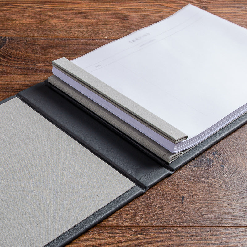 leather guest book with printed pages that can be removed with screw post binder - Gallery image 8