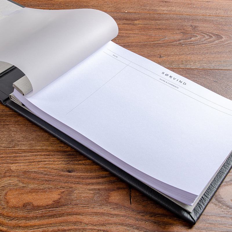 custom made luxury guest book with printed pages