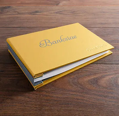 Luxury guest book binder personalised with foil embossed cover for guest house and hotel