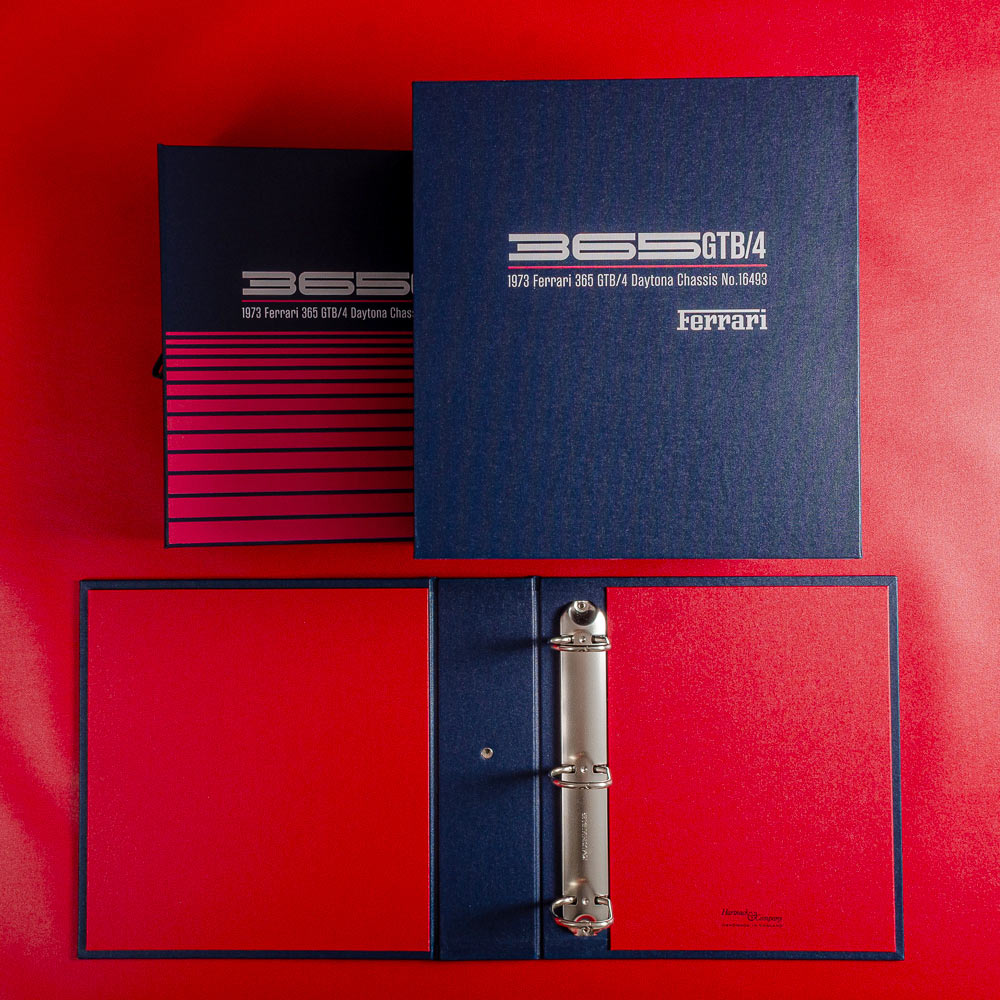 365 GTB/4 bespoke document restoration and history binders on a red background - Gallery image 3