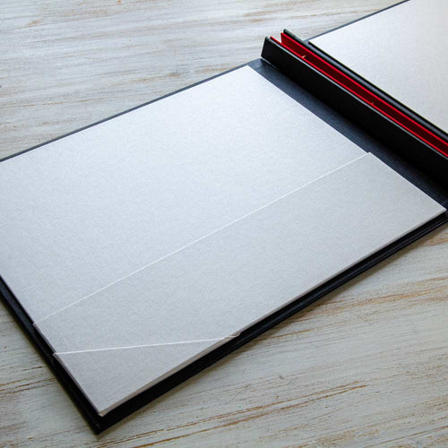 inner cover of a photographers portfolio book hidden screw post binder