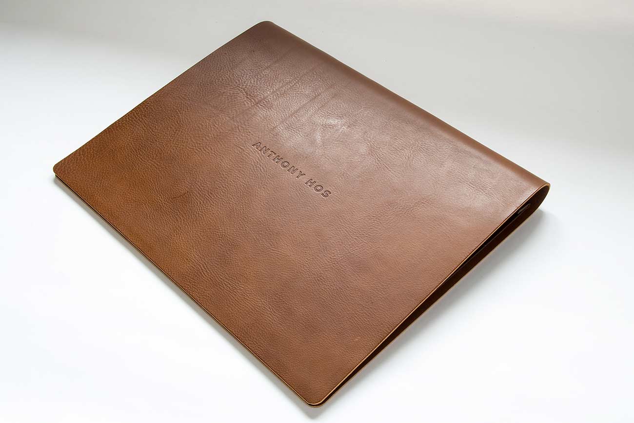 A3 leather flip over portfolio book