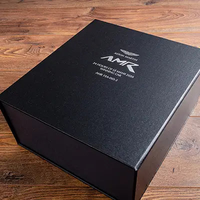 black fabric box file for Aston Martin Le Mans racing car AMR 15A-003-1 history and documents