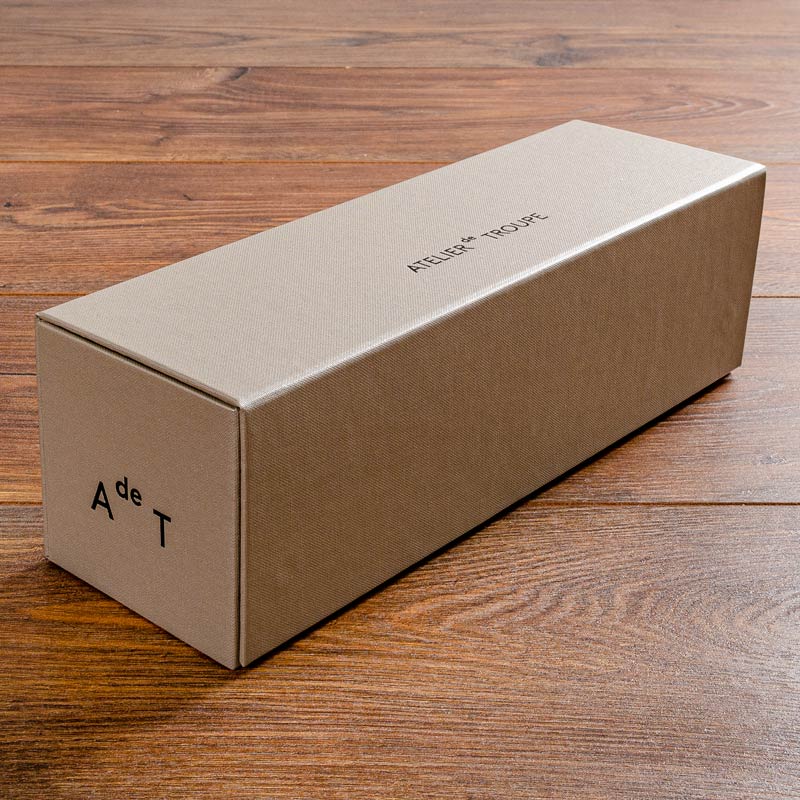 small custom made presentation box in beige cloth with personalised cover by Hartnack and Co - Gallery image 2