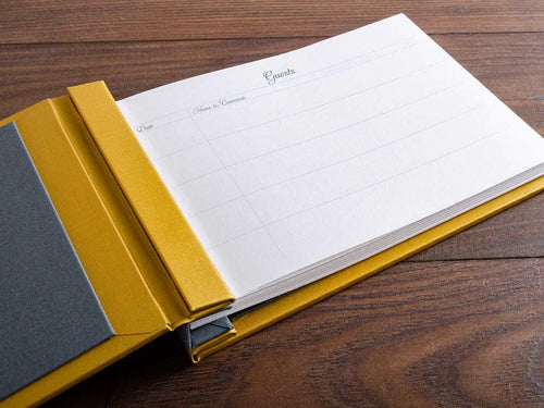 Pre printed guest book pages in screw post binder