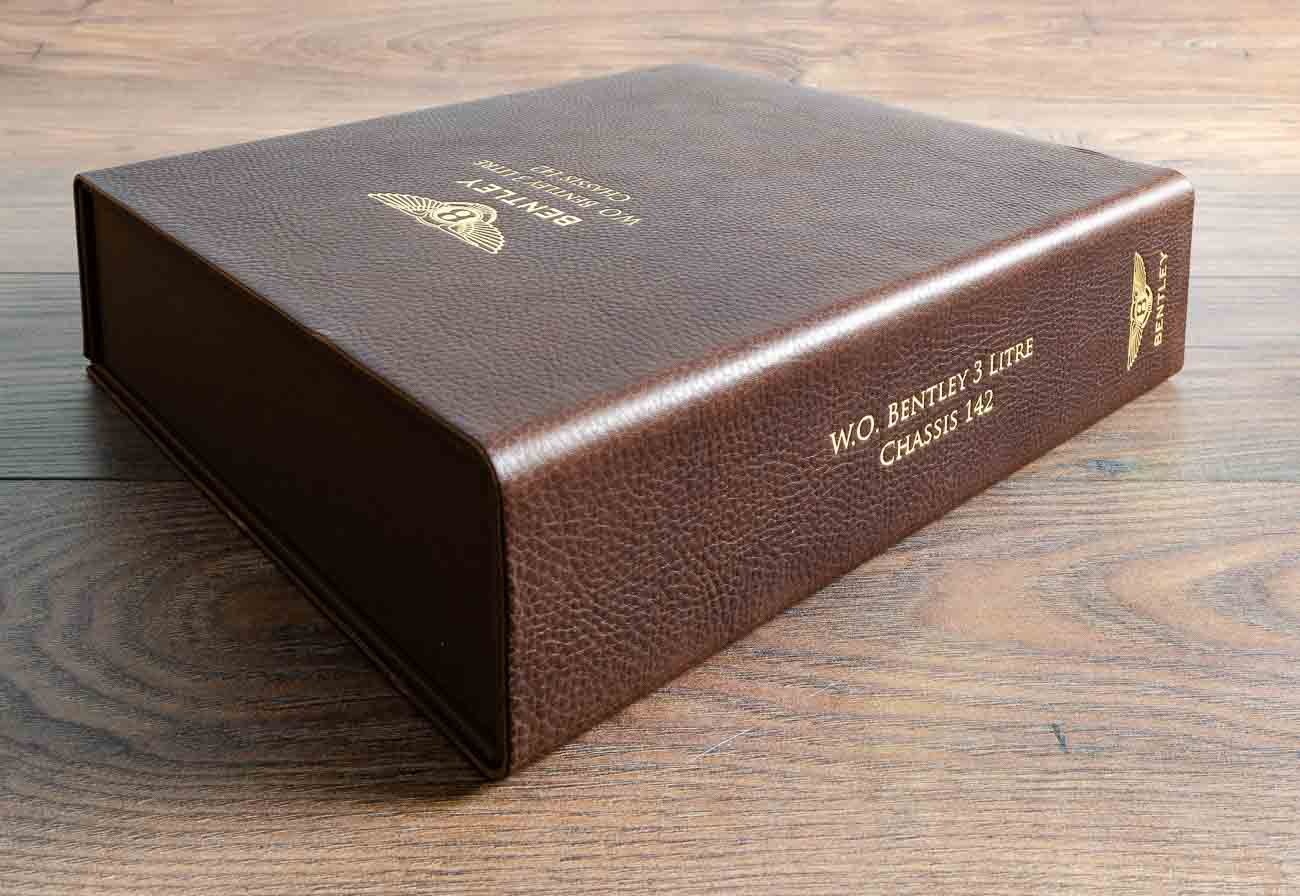 brown leather portfolio box with gold foil perosnalisation
