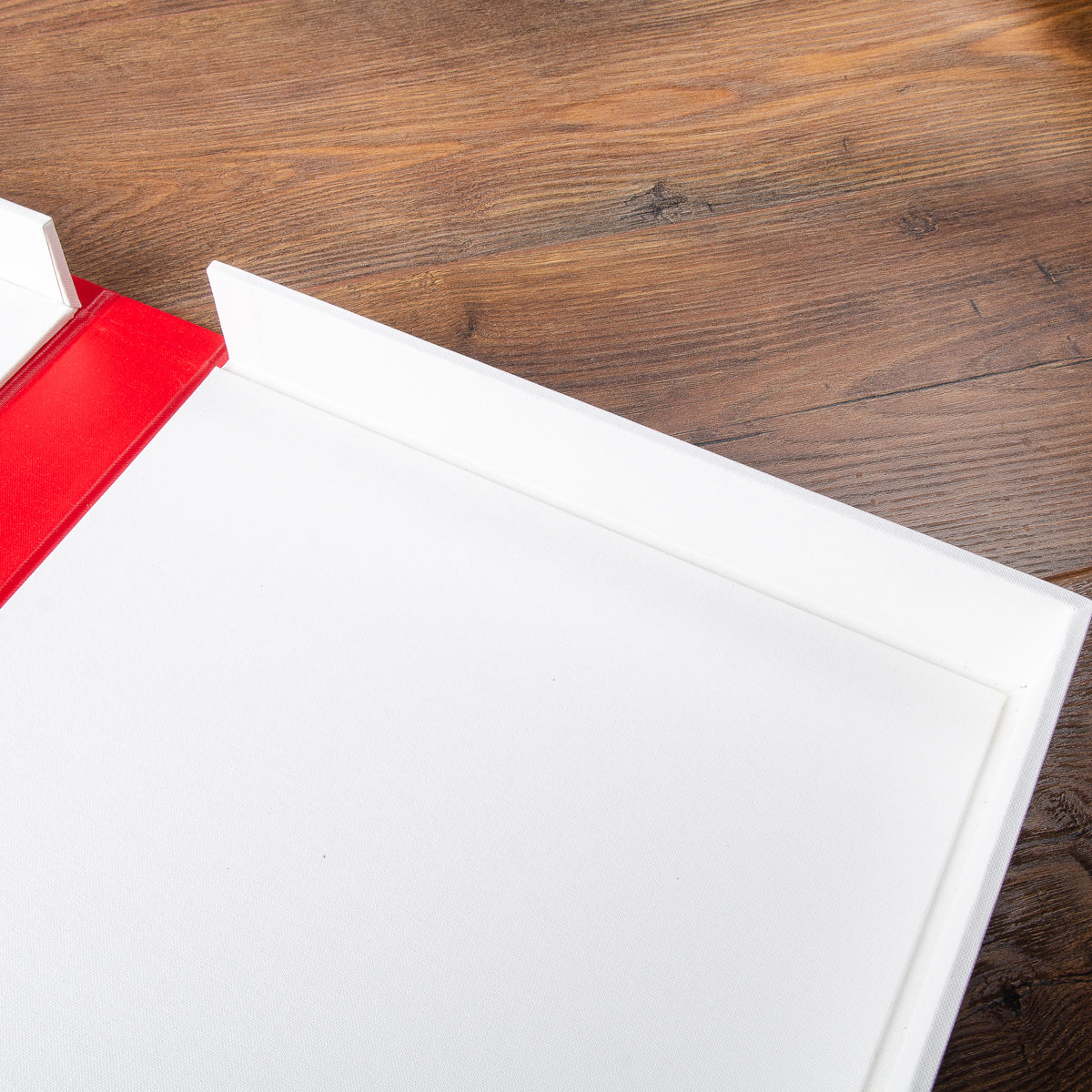 clamshell box tray in white fabric on wooden back ground - Gallery image 3