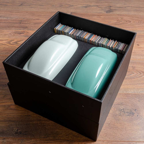 presentation of car paint options and upholstery options for restoration company