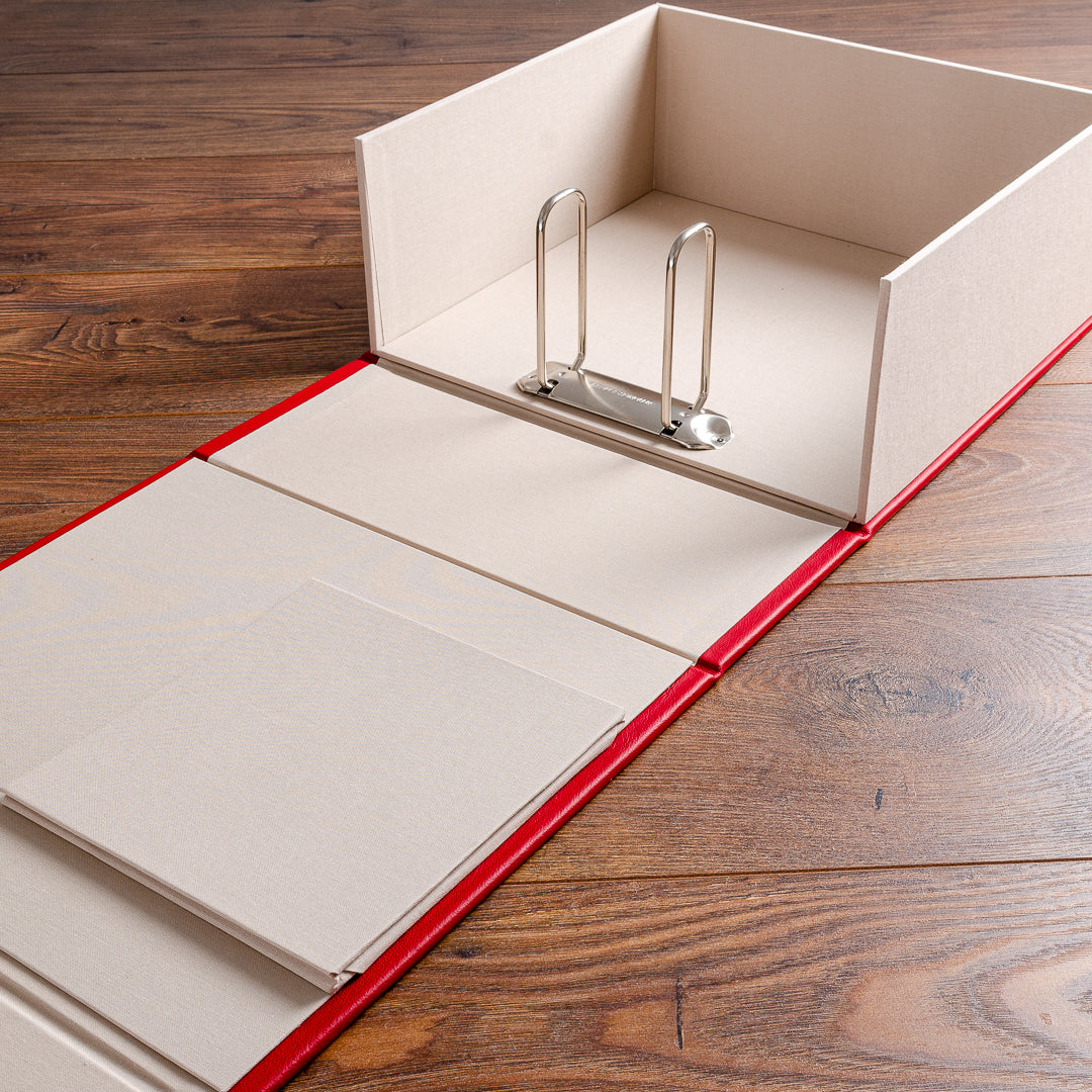 Bespoke clamshell box binder for vehicle documents