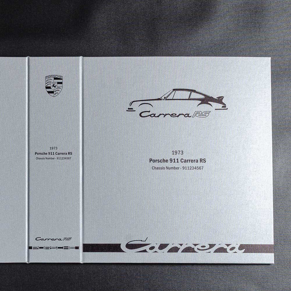 silver binder cover with a carrera RS drawing car details and carrera badge printed on the cover - Gallery image 2