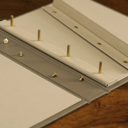 Detail of luxury Screw Post Binder and how it works with exposed screws by Hartnack & Co.