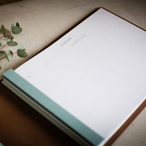 guest book pages in a leather screw post binder by hartnack and co