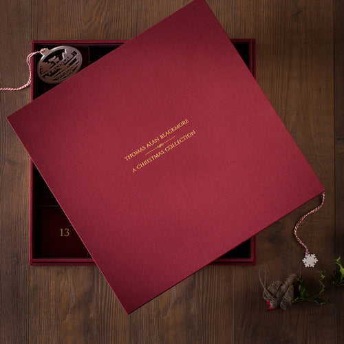 personalised red fabric christmas decoration box