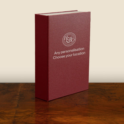 Custom made luxury Clamshell Box. You can have any personalisation in any location