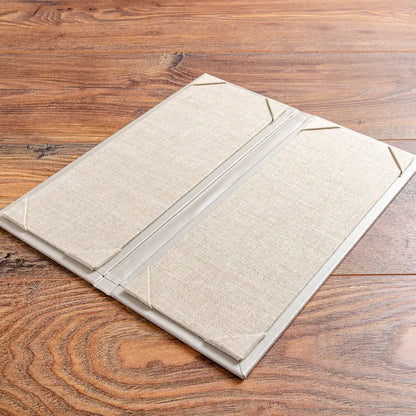 Slim double page menu cover with page holders to hold two A5 pages