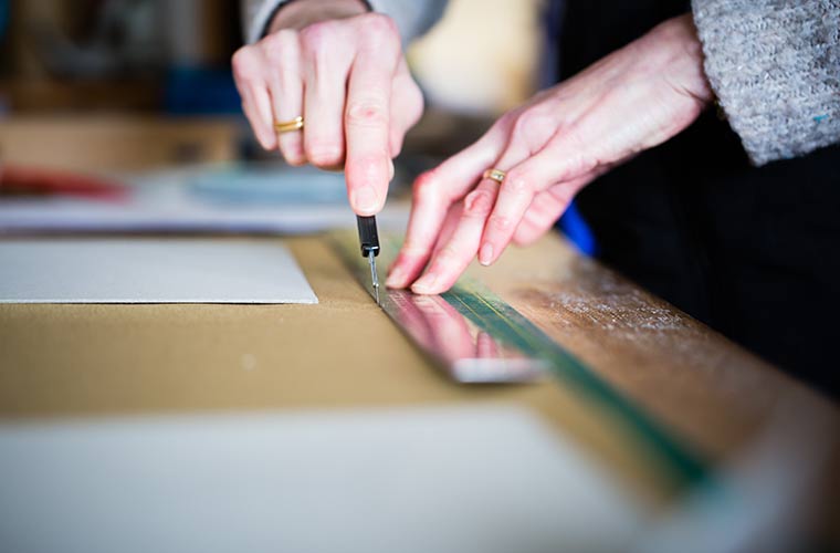 custom portfolio album and box maker cutting out book cloth