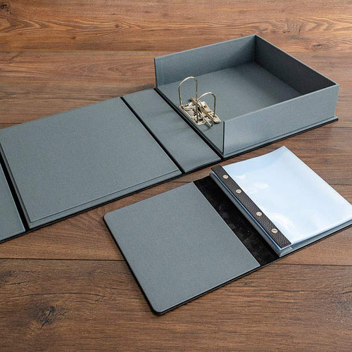 Open box file binder and A5 album for vehicle documents and photos