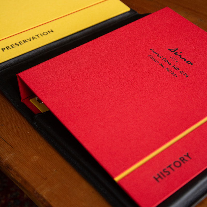custom made luxury ring binders in black and yellow with black foil personalised covers for Ferrari Dino - Gallery image 2