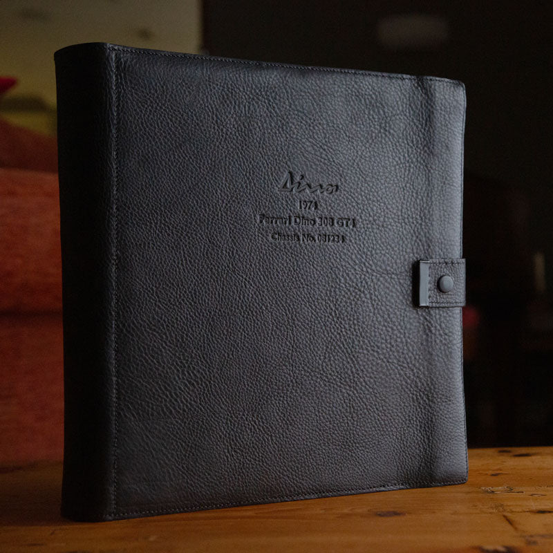 Luxury personalised black leather binder holder for car document files custom made and personalised by Hartnack & Co. - Gallery image 8