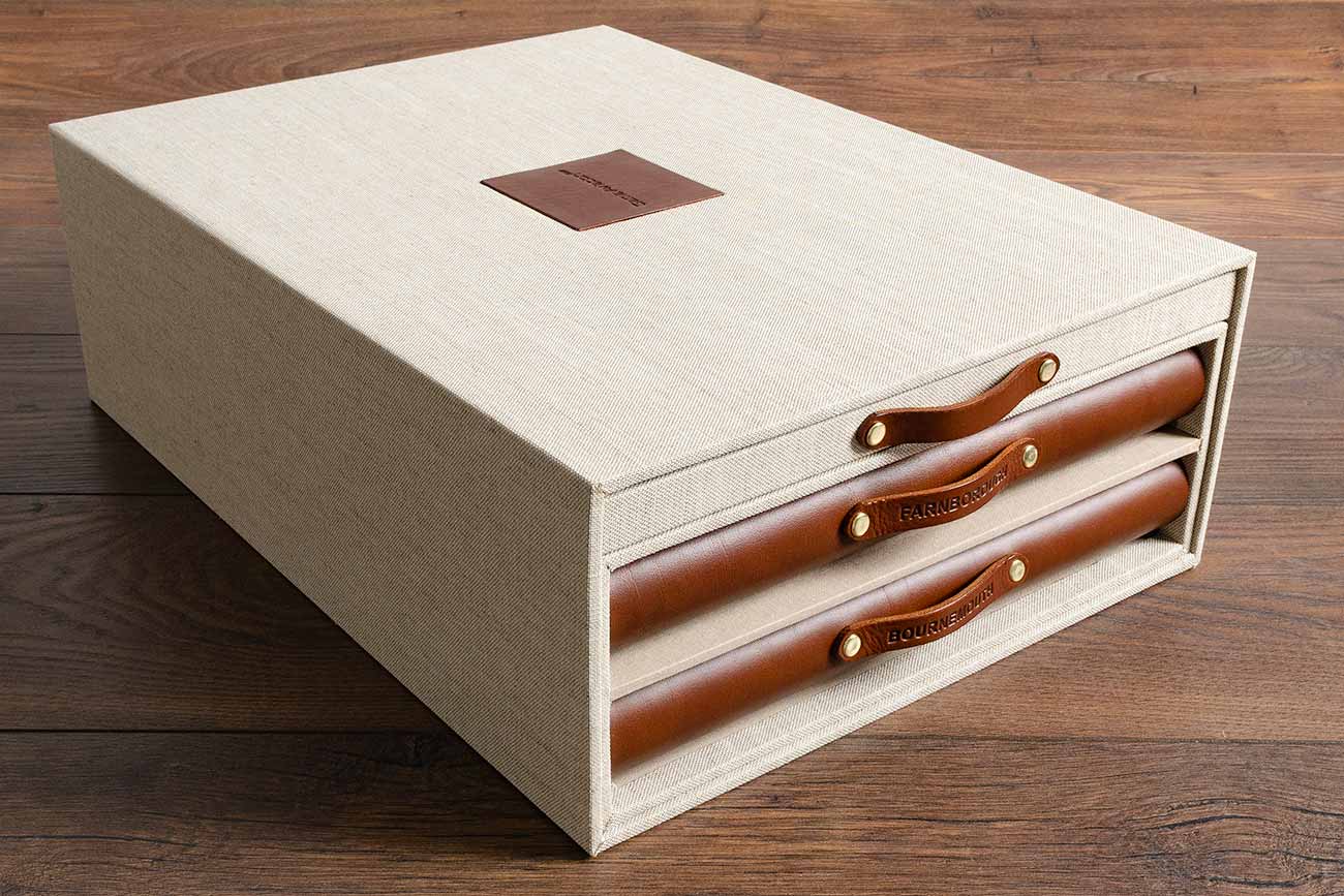 Custom made presentation box and leather binders for a tender and bid submission